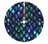 3d Magical Dragon Scales Pattern Print Christmas Tree Skirt 48 Inch, Evergreen Trees Ornament Winter Holiday Mat Decoration