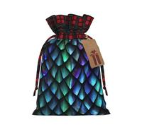 3d Magical Dragon Scales Pattern Print Christmas Wrapping Bags Gift Bags With Drawstring, Xmas Party Presents And Favors