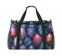 3D Magical Dragon Scales Pattern Print Foldable Carry On Tote Large Capacity Hand Carry Bag for Airplane Weekend Getaways