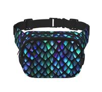 3D Magical Dragon Scales Pattern Print Men and Women Square Double Layer Waist Bag Workout Crossbody Travel Waist Bag, Black, One Size