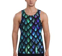 3D Magical Dragon Scales Pattern Print Men's Athletic Tank Tops,Workout Sleeveless Tee Shirts,for Running and Casual Wear Black