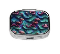 3D Magical Dragon Scales Pattern Print Pill Box, 2 Large Compartmensts to Moistureproof Portable Pill Box Organiser for Travel