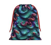 3d Magical Dragon Scales Pattern Print Present Bag, Reusable Organizer For Holiday Celebrations, Xmas Party Favors