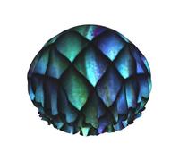 3d Magical Dragon Scales Pattern Print Shower Cap For Women Lightweight Reusable Softdouble Waterproof Layers Leakproof.