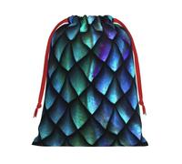 3D Magical Dragon Scales Pattern Print Soft Flannel Drawstring Gift Bags Fleece Gift Pouches for Christmas Halloween Holiday Party L