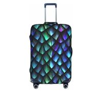 3D Magical Dragon Scales Pattern Print Unique Travel Luggage Cover Washable Anti Scratch Suitcase Protector for Vacation, White, S