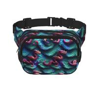 3D Magical Dragon Scales Pattern Print Versatile Square Double Layer Waist Bag Trendy for Men and Women daily use Bag, Black, One Size