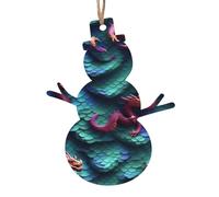 3d Magical Dragon Scales Pattern Print Wooden Christmas Ornaments Xmas Hanging Pendants For Home Party Xmas Present Decorations
