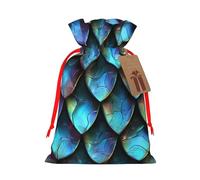 3d Magical Dragon Scales Pattern Printed Christmas Drawstring Gift Bags-Xmas Wrapping Bags,Candy Bag,For Holiday Party Decorations,Wedding Party Supplies S Red Ribbon