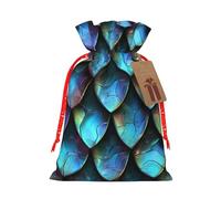 3d Magical Dragon Scales Pattern Printed Christmas Drawstring Gift Bags-Xmas Wrapping Bags,Candy Bag,For Holiday Party Decorations,Wedding Party Supplies S Red Christmas Ribbon