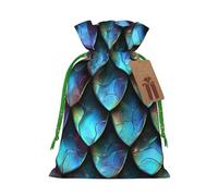 3d Magical Dragon Scales Pattern Printed Christmas Drawstring Gift Bags-Xmas Wrapping Bags,Candy Bag,For Holiday Party Decorations,Wedding Party Supplies S Green Christmas Ribbon