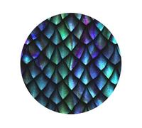 3D Magical Dragon Scales Pattern Printed Coasters Set of 6, Tabletop Protection Leather Coasters for Cup Drinks Coffee Pads Beer Bar Mat Gifts, Round Shape