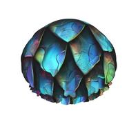 3d Magical Dragon Scales Pattern Printed Double Layer Lined Shower Cap,Shower Caps For Women Reusable