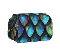 3D Magical Dragon Scales Pattern Printed Flip Pencil Case with 2 Compartments, Large Capacity, Portable Stationery Organizer for School, Travel and Art