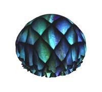 3D Magical Dragon Scales Pattern Printed Hair Cover, Dual Layer Bathing Cap For Thick Hair, Reusable Headgear For Women