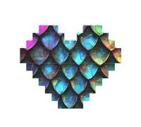 3D Magical Dragon Scales Pattern Printed Jigsaw Puzzle 10.8x12.8 CM, Heart-Shaped Puzzle Challenging Game for Adults Gifts, Family Fun Decorative Wall Decor