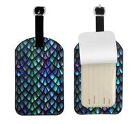 3D Magical Dragon Scales Pattern Printed Leather Luggage Tag, Durable Baggage Identifier, Soft PU ID Label, for Business Travel