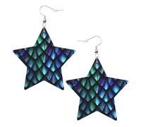 3d Magical Dragon Scales Pattern Printed Leather Pierced Earring Set, 1 Pair Lightweight Bohemian Earrings Birthday Party Jewelry Gifts For Women