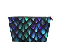 3D Magical Dragon Scales Pattern Printed Leather Travel Toiletry Makeup Bag with Silver Zipper for Women on the Go