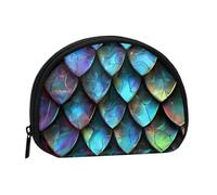 3D Magical Dragon Scales Pattern Printed Mini Coin Pouch, Shell Shape Zip Around Wallet, Small Zipper Pouch for Cash, Cards, Keys, Lipstick, Storage Pouch, Travel Organizer
