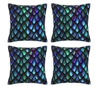 3d Magical Dragon Scales Pattern Throw Pillow Cases 4 Pack Square Pillowcases Super Soft Pillow Protectors With Zipper For Couch Livingroom Sofa Bed Office Car,45x45 Cm