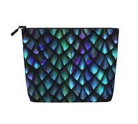 3D Magical Dragon Scales Pattern Water Resistant Pouch Women's Organizer, Fake Hemp Makeup Bag Large Cosmetic Travel Case