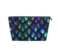 3D Magical Dragon Scales Pattern Womens Makeup Bag Leather Travel Toiletry Organizer Wash Bag Cosmetic Pouch with Zipper Girls Handbag Silver