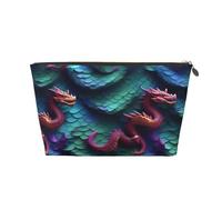 3D Magical Dragon Scales Patterns Print Leather Travel Toiletry Bag for Women Travel Bag for Toiletries Cosmetic Bag Makeup Bag
