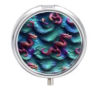 3D Magical Dragon Scales Pill Box Waterproof Portable Medicine Pill Case Moisture Proof Metal Travel Pill Box with 3 Compartment Medicine Case