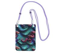 3D Magical Dragon Scales Print Mini Cell Phone Crossbody Purses Travel Wallet Purses,Small Crossbody Bags Adjustable Strap, Purple, One Size