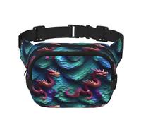 3D Magical Dragon Scales Print Waist Pack Square Waist Bag Workout Hiking Running Travel Gym Pretty Zipper Fashion