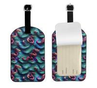 3D Magical Dragon Scales Printed Leather Luggage Tag, Durable Baggage Identifier, Soft PU ID Label, for Business Travel