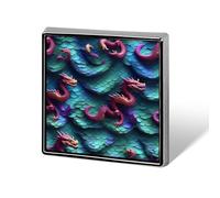 3D Magical Dragon Scales Suit Lapel Pin Fashion Lapel Pins for Men Women for Backpacks Funny Hat Brooch Pin Personalized Bag Lapels Badge Metal Novelty Buttons & Pins (Square)