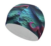 3D Magical Dragon Scales Swim Cap for Adult, Elastic Fabric Swimming Cap, Comfortable Bathing Cap for Long & Short Hair