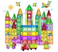 3D Magnetic Building Blocks 130 Tiles, Clear 3D Magnets, STEM Educational Toys for 3+ Years Old Kids