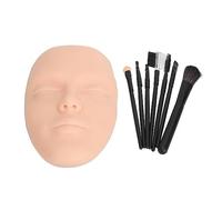 3D Makeup Practice Face Board Realistic Reusable Silicone Cosmetic Mannequin Face with 7PCS Brush for Beginner (Light Skin)