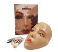 3D Makeup Practice Face - Reusable Silicone Mannequin Head with Makeup Brushes Set, for Emerging Artists & Girls' Gift