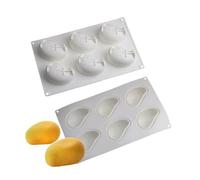 3D Mango Silicone Mold - 6-Cavity Food-Grade Baking & Freezer Tray for Mousse, Jelly, Ice Cubes, Chocolate & Ice Cream