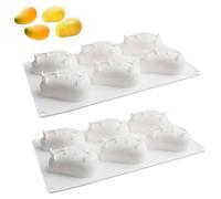 3D Mango Silicone Mold, 6-Cavity Large Fruit Baking Mold for Mousse Cake, NonToxic Food Grade Silicone for Chocolate, Ice Cream, Jelly, Easy Release Flexible Bakeware (2 Pcs)