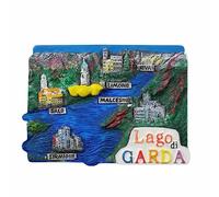 3D Map Style Lake Garda Italy Fridge Magnet Travel Souvenir Refrigerator Decoration Magnetic Sticker Hand Painted Craft