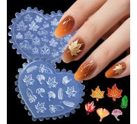 3D Maple Leaf Nail Art Molds Autumn Fallen Leaves Silicone Nail Tools Craft Carving Template for Thanksgiving Day DIY Manicure Decoration