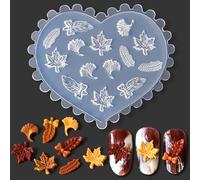 3D Maple Leaf Nail Design Silicone Nail Shapes Autumn Leaves Nail Charms Molds Silicone Mould Autumn Maple Nail Stamp Silicone Moulds for Nail Art Fall Leaf Nail Charms Resin Shapes Nail Accessories