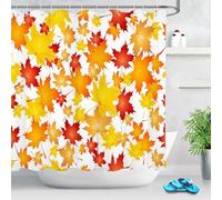 3D Maple Leaves Shower Curtain Leaf Pattern Shower Curtains Mould Proof Resistant Waterproof Polyester Fabric Bathroom Curtains 200 x 200 cm Bath Curtain for Wet Rooms E-1847