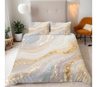 3D Marble Texture Duvet Cover Set Double, Abstract Fluid Art Print Bedding, reversible Design, Includes 1 Duvet Cover 150x200cm & 2 Pillow Cases 50x75cm, Microfiber, Easy Care, for teen