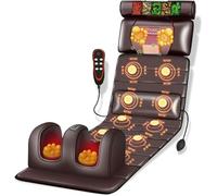 3D Massage Mat for Shiatsu Massage - Full Body Heated Pad with 10 Vibrating Nodes, Adjustable Cervical Pillow & Lumbar Heat, Back/Neck/Shoulder Pain Relief