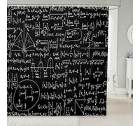 3D Math Equations Shower Curtain Mould Proof Resistant Extra Wide Shower Curtains 240 x 200 cm Drop Wet Room Waterproof Washable Fabric Black Bathroom Curtains with 12 Hooks M-27