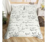 3D Mathematical Formula Emperor Duvet Cover Set 290 x 235 Math Topics Bedding Soft Breathable Microfibre Quilt Cover with Zipper Closure and 2 Pillowcases B-4634