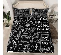 3D Mathematical Formula Super King Fitted Sheet Algebra Fitted Sheets Deep Pocket 30 cm Soft Bed Sheets Microfiber Bedding 180x200 cm with 2 Pillowcases for kids and aldults XCW1764