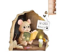 3D Mausloch Realistischer Wall Sticker, 15 x 15 cm / 5.9 x 5.9 Zoll Maus Lesebuch Wall Sticker - Lustiger, Im Dunkeln, Abnehmbarer Aufkleber Für Hotels, Büros, Badezimmer,