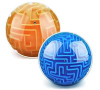 3D Maze Ball Puzzle, Labyrinth Maze Games Brain Teaser Toy for Teens Adults | 2 Pcs Puzzle Toy Maze Ball Games & Stress Relief, Family Board Games Toys Gifts for Boys Girls Adults (Orange and Blue)